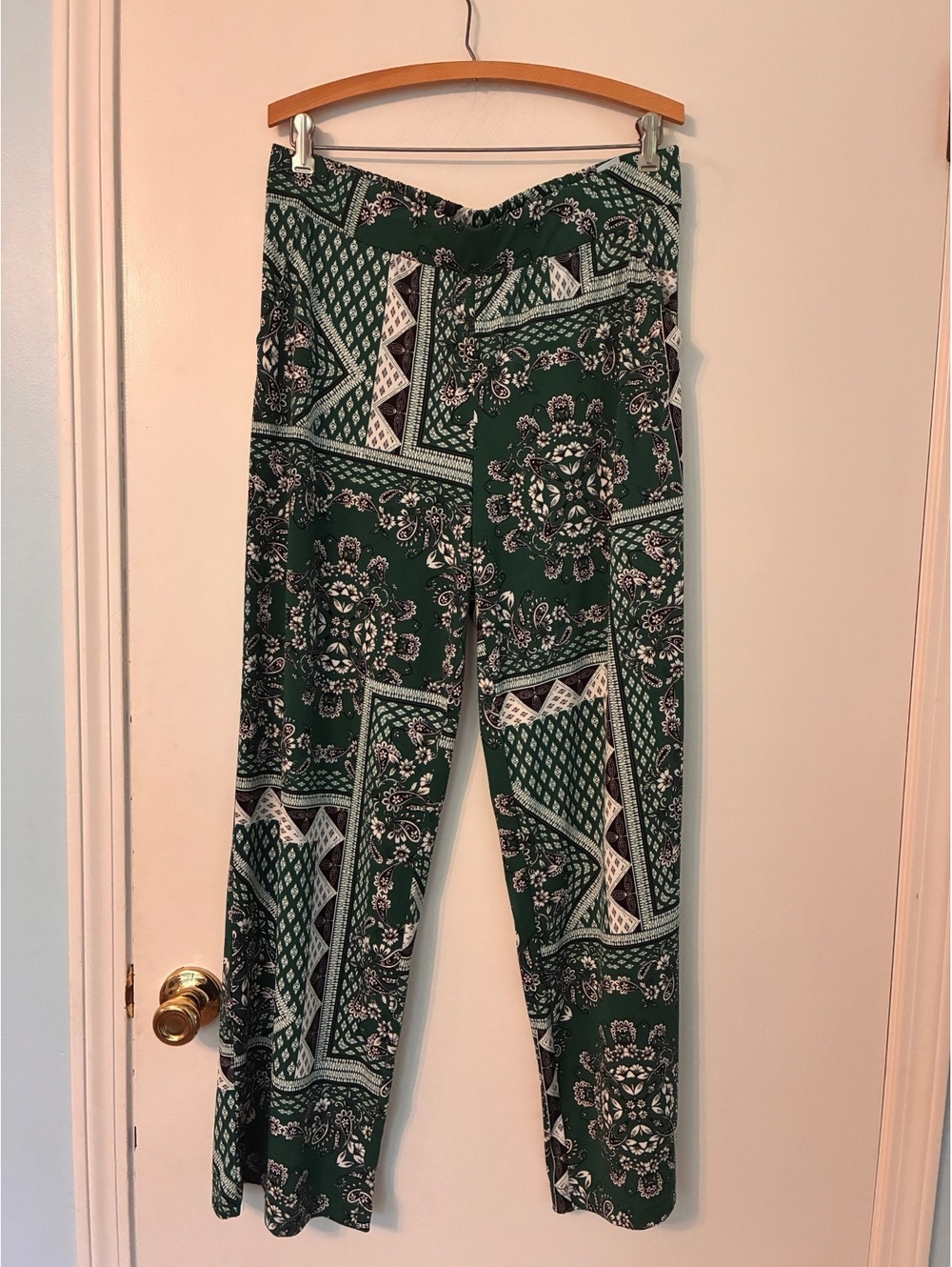 Maurices Green Patchwork Paisley Wide Leg Pants Size Large